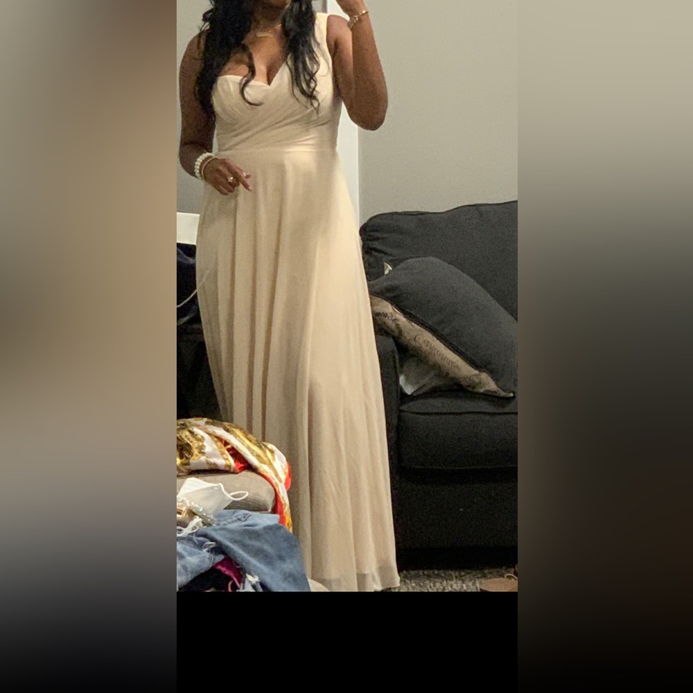 David’s Bridal bridesmaid dress, champagne